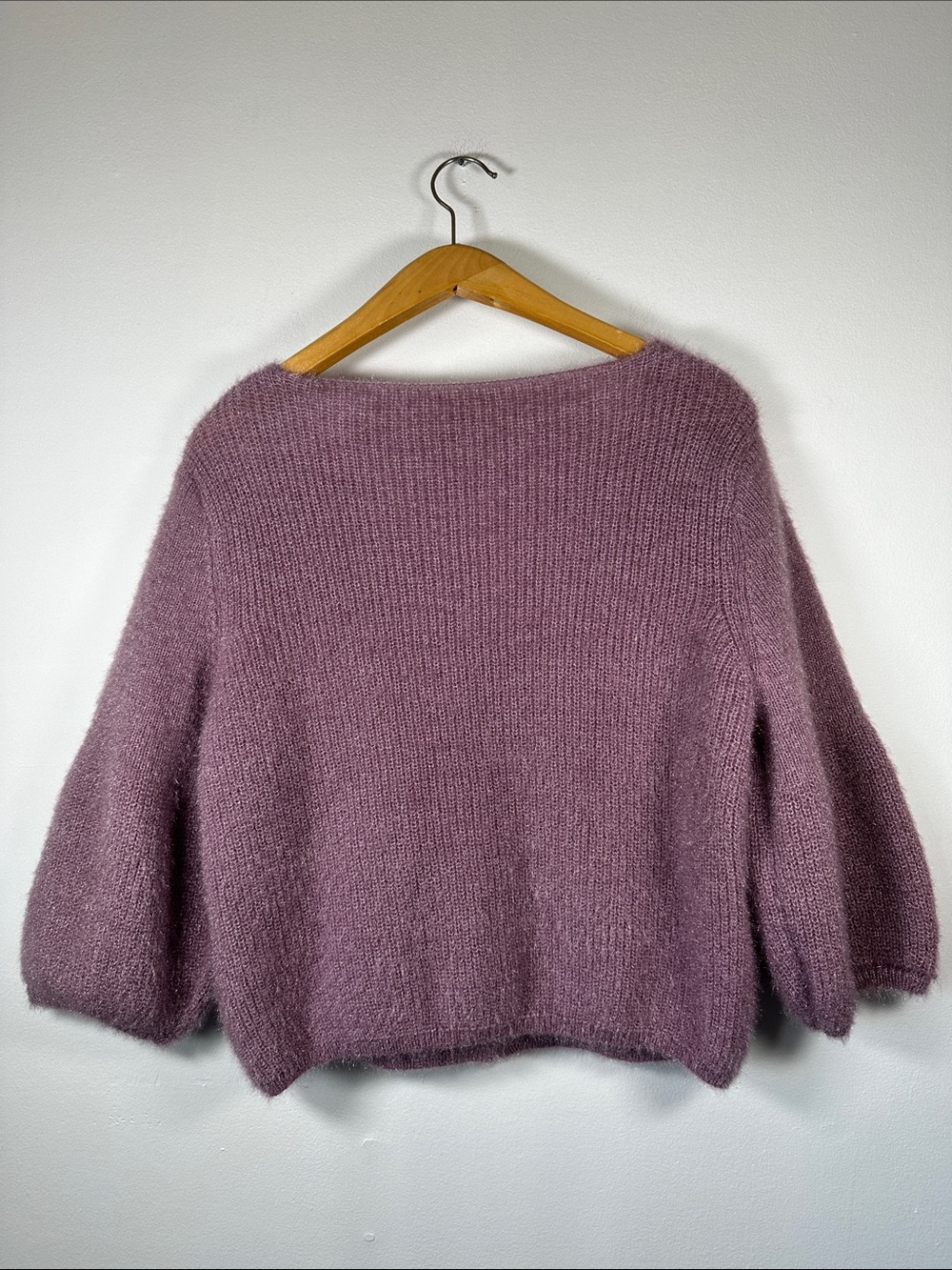 Lisa and Rose Balloon Sleeve Sweater Cardigan Mauve Knit V-Neck Size M Cozy Soft - Picture 4 of 12
